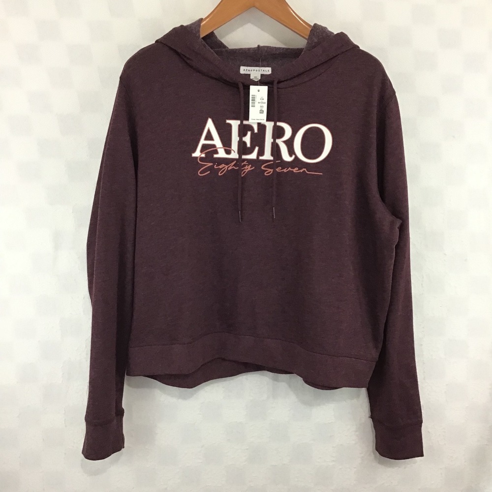 Aeropostale XXL Burgundy‎ Heather Aero Eighty Seven Graphic Pullover Hoodie